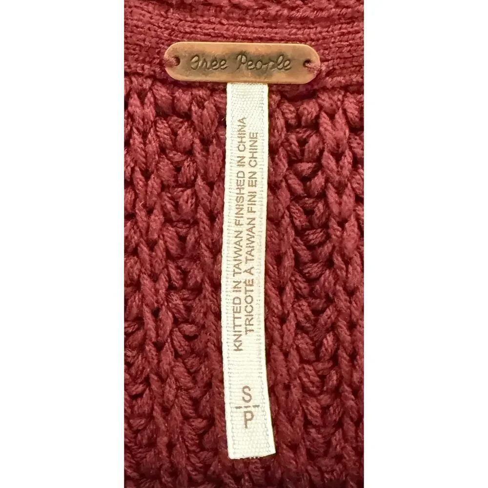 Free People Women's Knit Cabernet Nightingale Cardi Slouchy‎ Oversized Lagenlook